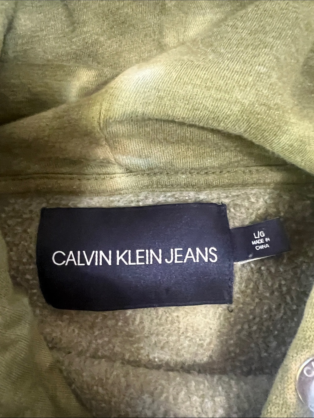 Calvin Klein Olive & Yellow Tie-Dye Cropped Hoodie - Picture 2 of 4
